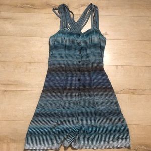 H & M Turquoise and Blue Patterned Romper